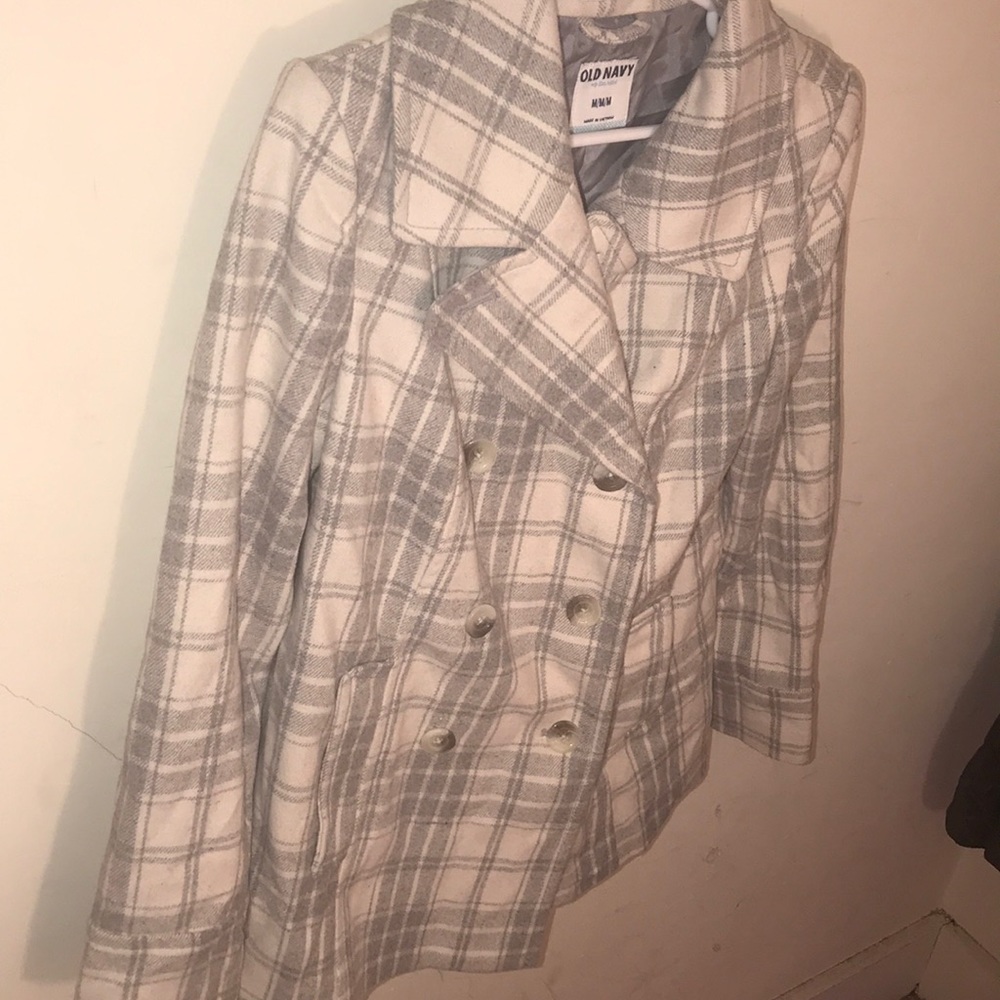 Grey and White Peacoat